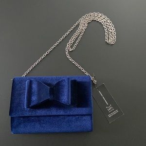 INC navy suede clutch/ hand bag/ purse